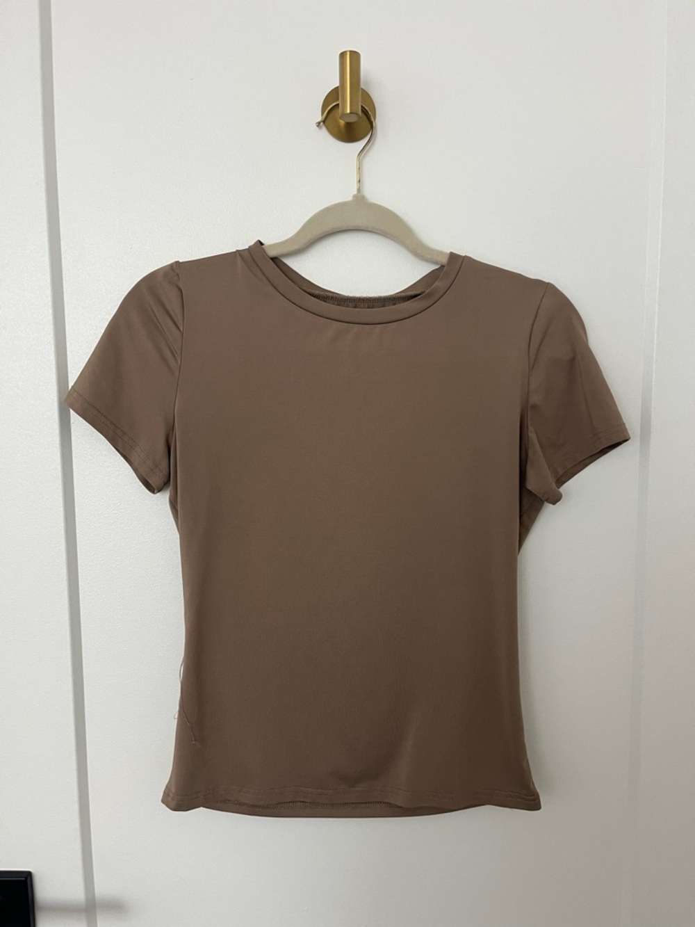 Classic Crewneck Short Sleeve Top - Brown